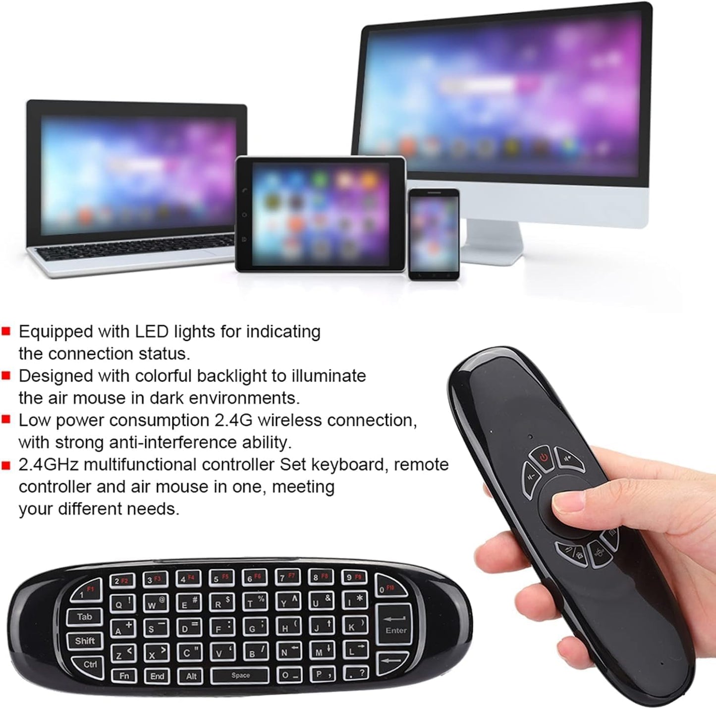 Wireless Air Mouse With Keyboard
