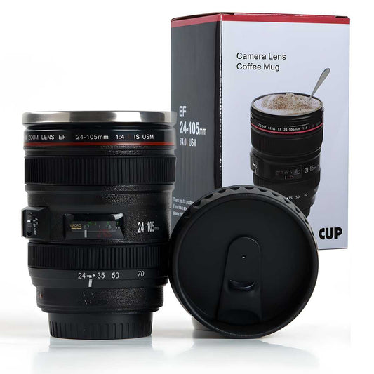 CAMERA Coffee Mug With Lid - 1 Piece, Black, 350 ml