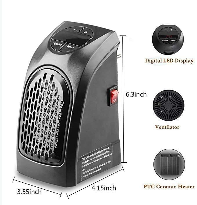 Handy Room Heater for Home, Office, Camper LED Screen 400 Watts Portable Wall Heater Warmer, Mini Blower Heater for Winter