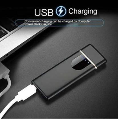 USB Charging Finger Touch Sensor Electronic Lighter Finger Touch USB Lighter-05 Cigarette Lighter (Black)